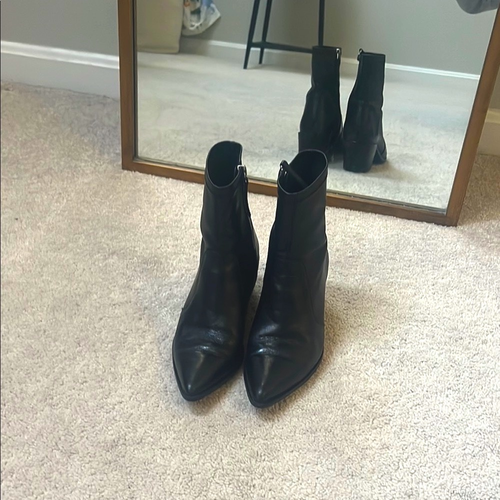 Elegant Black Leather Ankle Booties